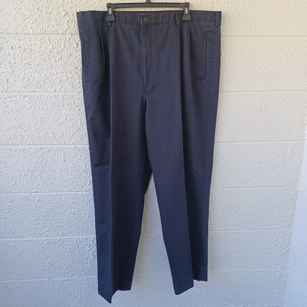 Savane Black Pleated Chinos‎ Mens 42x32 Cotton Blend Straight Leg Pants